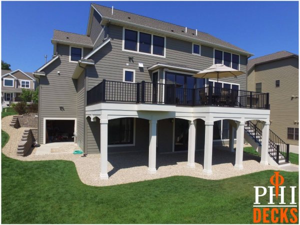 Drone_arched_columns_waconia_landscaping_deck_builder